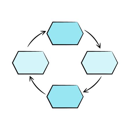 blue hand drawn process business chart diagram for presentation templateのイラスト素材