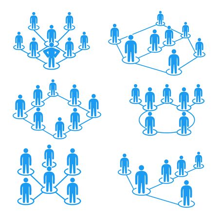 people connection, people network icons setのイラスト素材