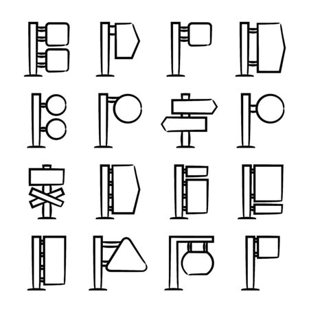 hand drawn signage, signpost iconsのイラスト素材