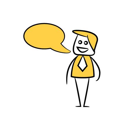 doodle businessman with speech bubbleのイラスト素材