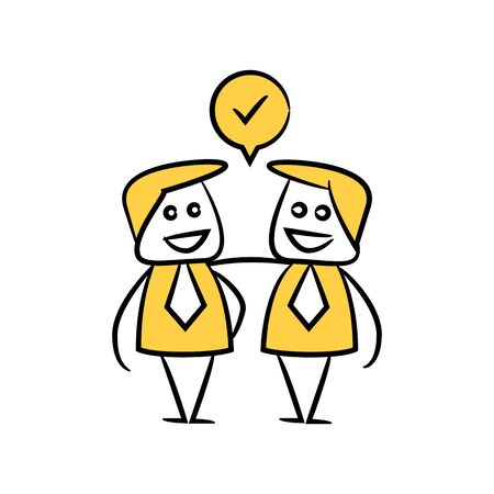 doodle stick figure businessman friendship and dealing success conceptのイラスト素材