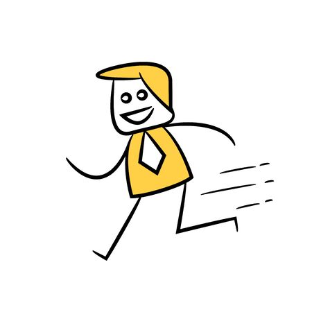 doodle stick figure businessman runningのイラスト素材