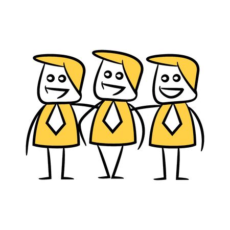 doodle stick figure businessman teamworkのイラスト素材
