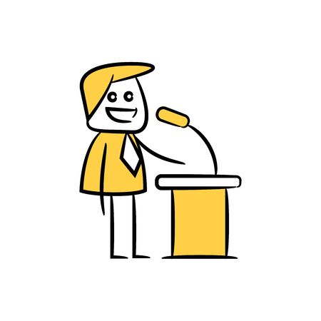doodle businessman speaker on podium, conferenceのイラスト素材