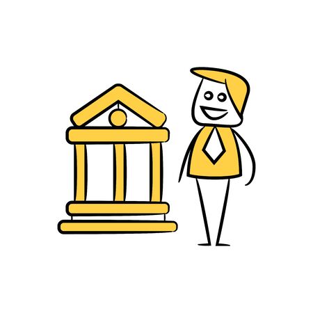 businessman, banker yellow doodle designのイラスト素材