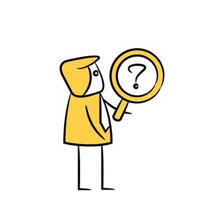 businessman search problem yellow doodle designのイラスト素材