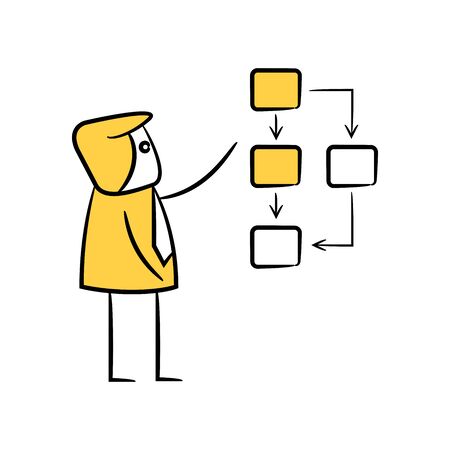 businessman and diagram, doodle character designのイラスト素材