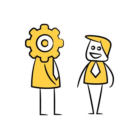 businessman gear head, doodle character designのイラスト素材