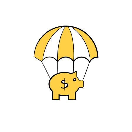 piggy bank parachuteのイラスト素材