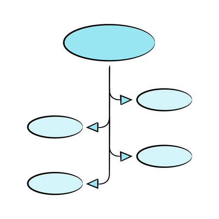 blue process diagram and hierarchy chart for presentation template
