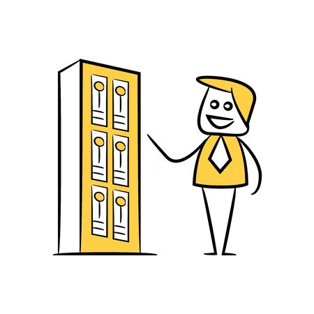 doodle stick figure businessman and serverのイラスト素材