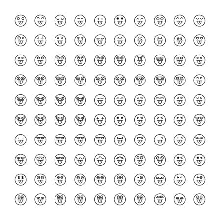 face emoticon icons set lineのイラスト素材