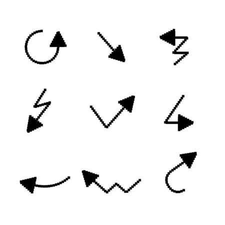 pixel arrow icons vector setのイラスト素材