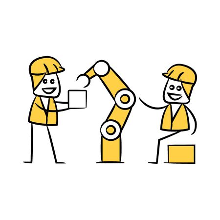engineer or operator in manufacturing process, doodle stick figure designのイラスト素材