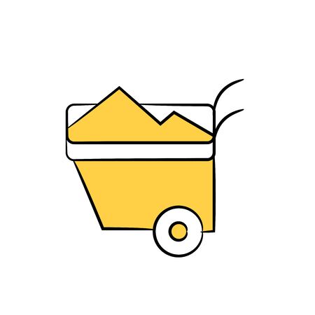 mining cart icon yellow hand drawnのイラスト素材