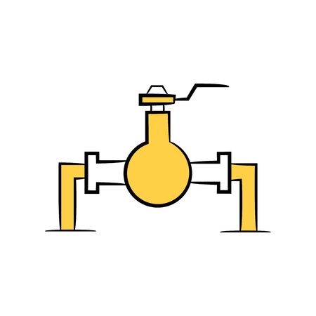 industrial faucet icon in yellow hand drawnのイラスト素材