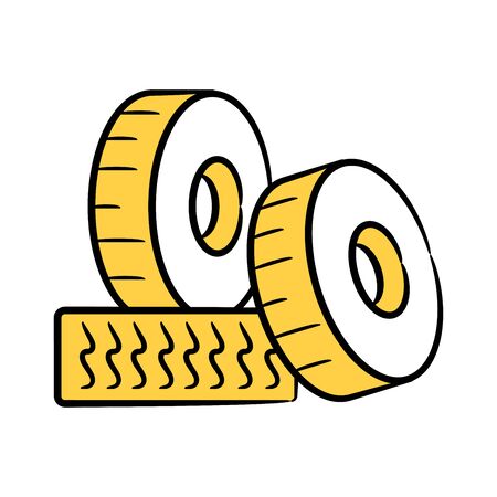 tyre icon in yellow themeのイラスト素材