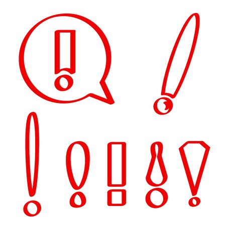 red hand drawn exclamation mark symbolsのイラスト素材