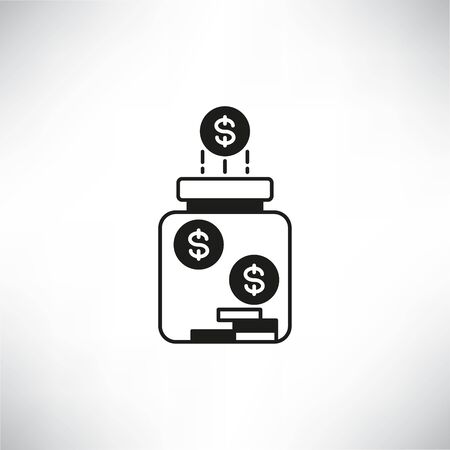 dollar coins and jar for saving concept iconのイラスト素材