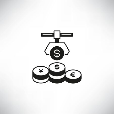 robotic arm and money currency for auto investment conceptのイラスト素材