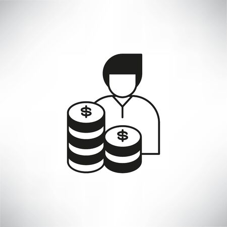 people and pile of money for investor or venture capitalist concept iconのイラスト素材
