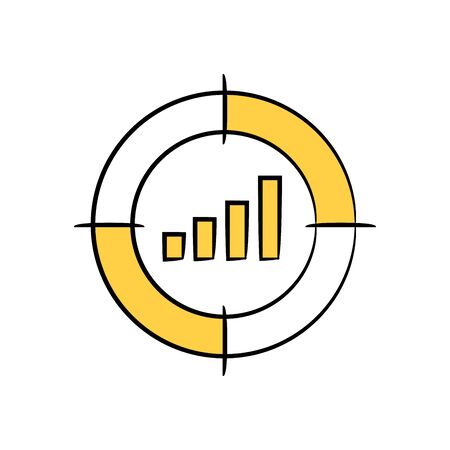 bar graph in crosshair yellow doodle themeのイラスト素材