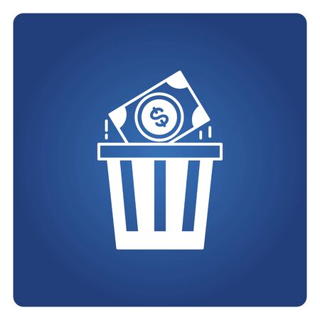 money bank and bin icon for junk bond icon blue backgroundのイラスト素材