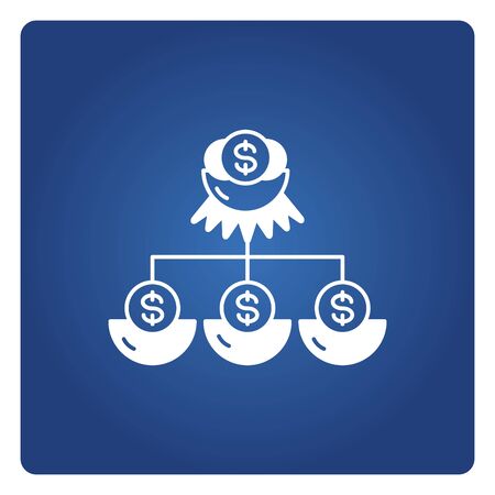 money dollar coin diagram in nest for passive income and investment icon blue backgroundのイラスト素材