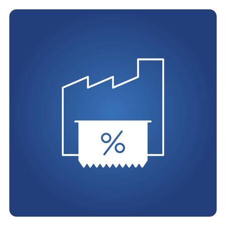 factory and bill icon for factory loan interest rate icon blue backgroundのイラスト素材
