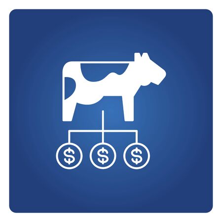 cow and money currency for cash cow concept in blue backgroundのイラスト素材