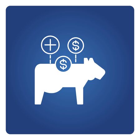 cow and money currency for cash cow concept in blue backgroundのイラスト素材