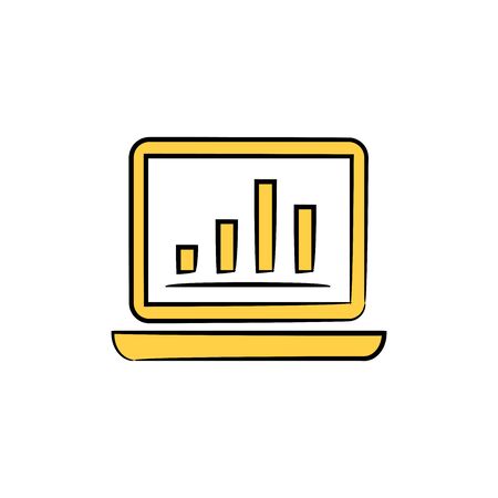 lap top and chart data analytics, in yellow themeのイラスト素材