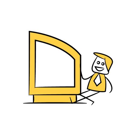 businessman and guidepost, signage or signpostのイラスト素材