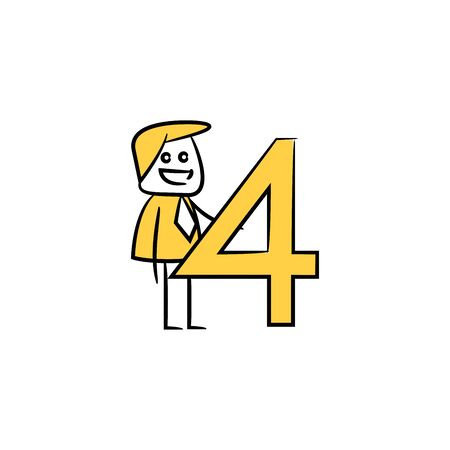 businessman and number yellow stick figure illustrationのイラスト素材