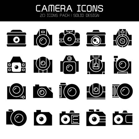 camera, video and action camera icons setのイラスト素材