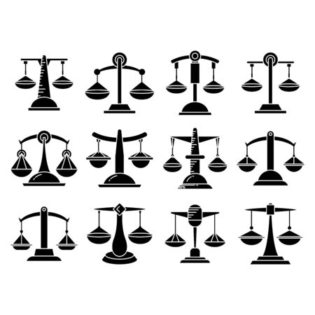 justice scale, balance scale icons setのイラスト素材