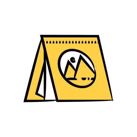 tent and brand icon for branding design concept yellow hand drawnのイラスト素材