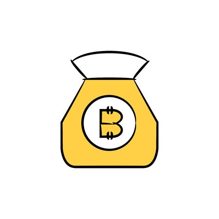 bitcoin purse crypto currency concept yellow iconsのイラスト素材