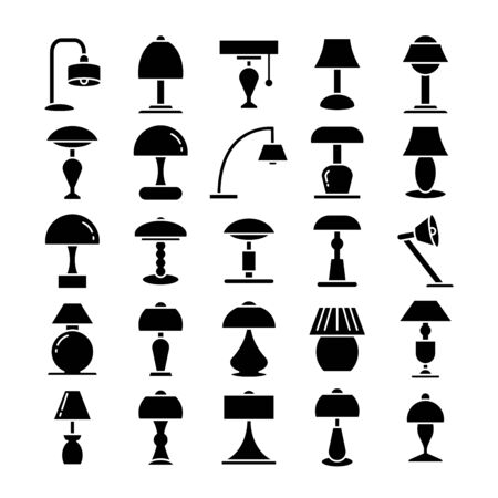 lamp furniture decoration icons setのイラスト素材
