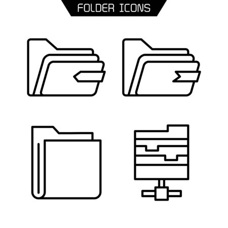 folder and archive icons set line vectorのイラスト素材