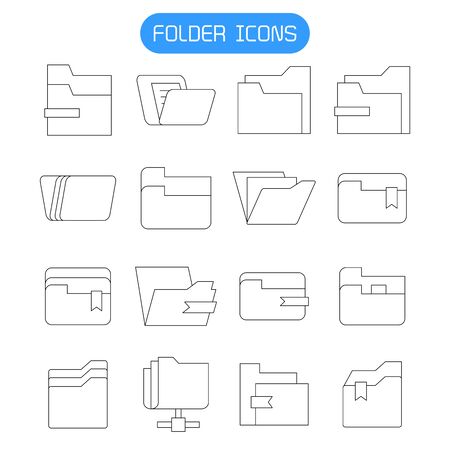folder and archive icons set thin lineのイラスト素材