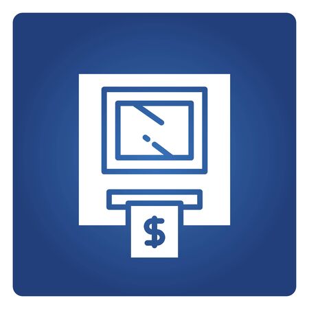 ATM, automated teller machine in blue backgroundのイラスト素材