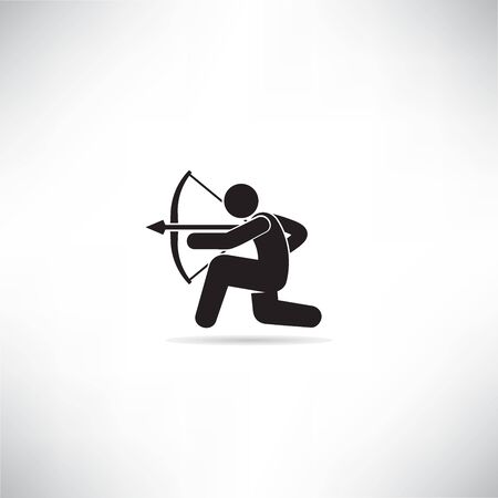 archer shoots arrow vector illustrationのイラスト素材