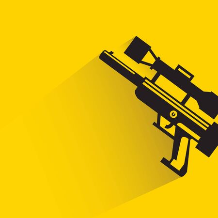 gun with drop shadow on yellow backgroundのイラスト素材