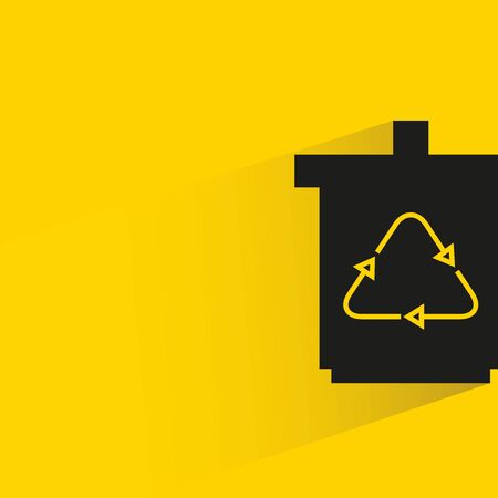 recycle bin with drop shadow on yellow backgroundのイラスト素材