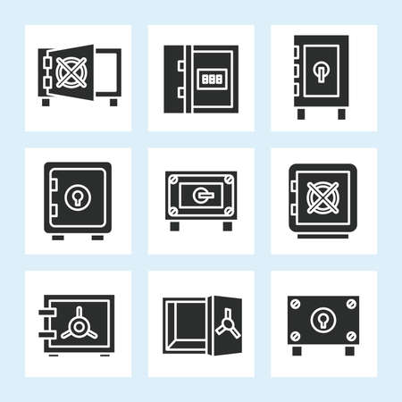 safe icons set line vectorのイラスト素材