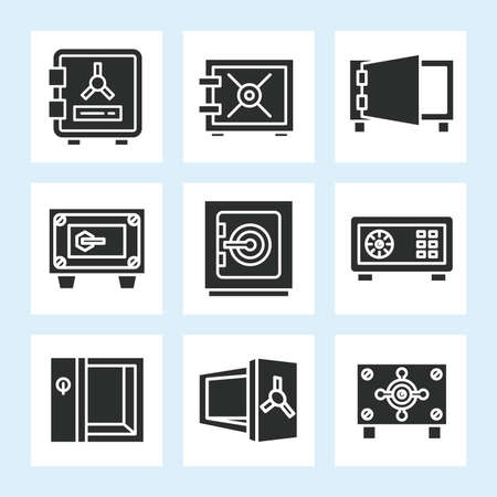 safe icons set line vectorのイラスト素材
