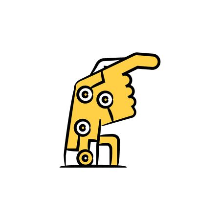robotic hand, artificial intelligence concept yellow hand drawn themeのイラスト素材