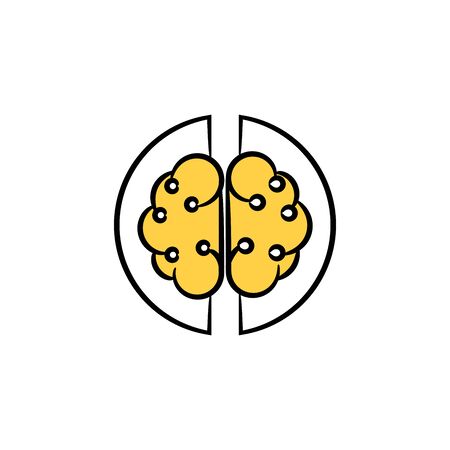 brain and neuron for machine learning concept yellow hand drawn themeのイラスト素材