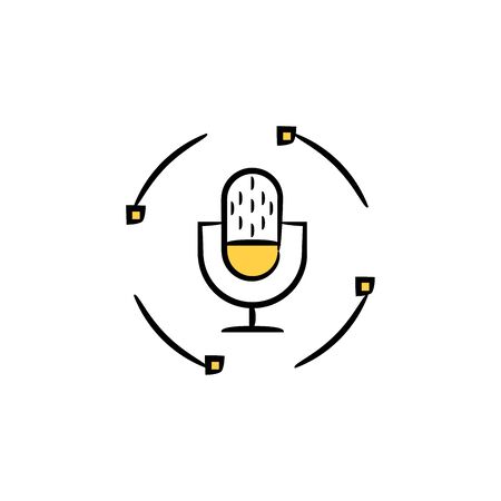 microphone yellow hand drawn themeのイラスト素材